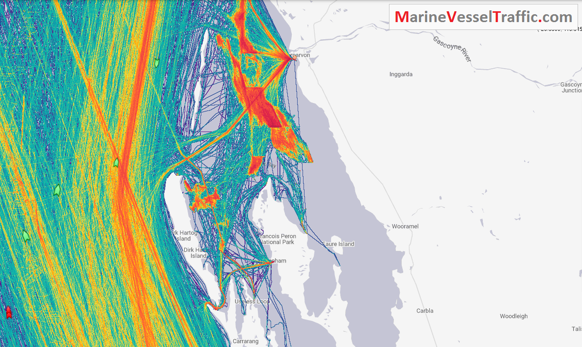 Live Marine Traffic, Density Map and Current Position of ships in SHARK BAY